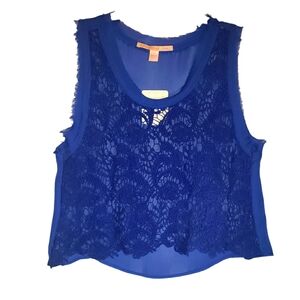 Rebellious One women's large blue sleeveless laced front pullover top. NWT 4011